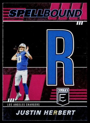 2022 Panini Donruss Elite Justin Herbert Spellbound #SB-JH3 Pink Letter R