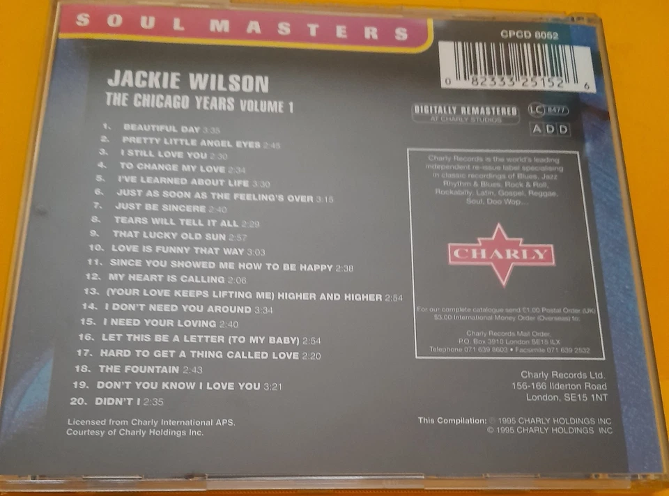 CD Jackie Wilson: The Chicago Years Vol 1 (Charly Records 1995) Soul / Neu & OVP - Bild 2 von 2