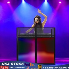 Foldable DJ Booth Stand DJ Booth Facade Table DJ Controller Stand with Casters
