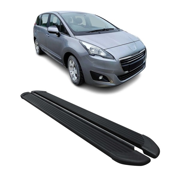 Seitenschweller Trittbretter Schweller FüR Peugeot 5008 2010-2016 Alu Schwarz-image