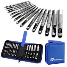 15 Pcs Leather Hole Punch,Hole Punch Set Round Steel Leather Craft Hollow Hol...