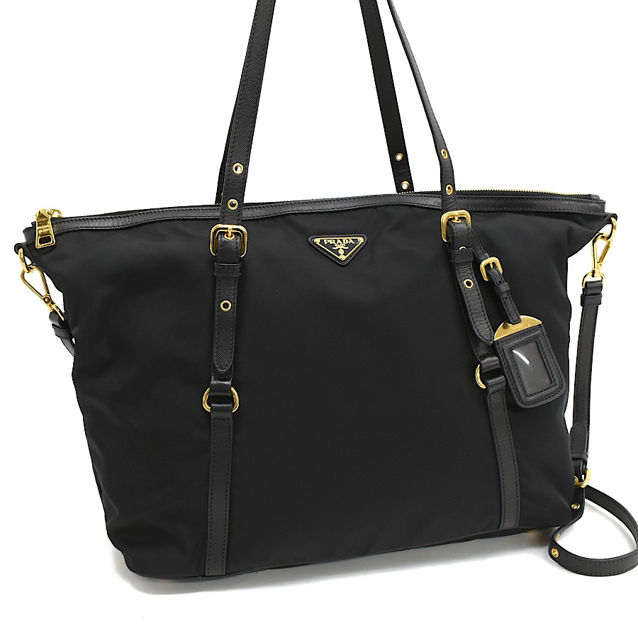 Prada 2Way Tote Bag Br4253 Tessuto Saffiano Nylon Black