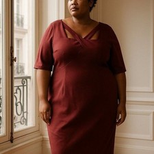 NWT Lane Bryant Wine Criss Cross Cut Out Dress Size 28