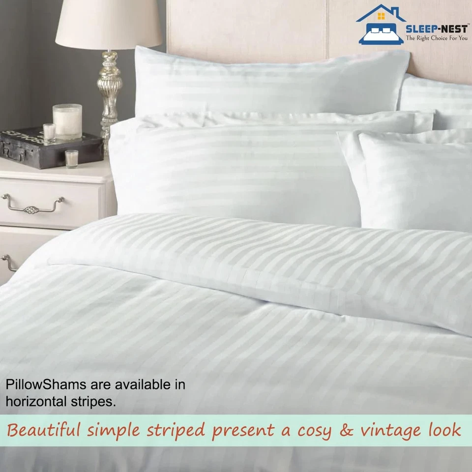 Capa de edredom listrada queen com fecho de zíper 3 peças conjunto de edredom 600 TC 100% lo... - Imagem 3 de 4