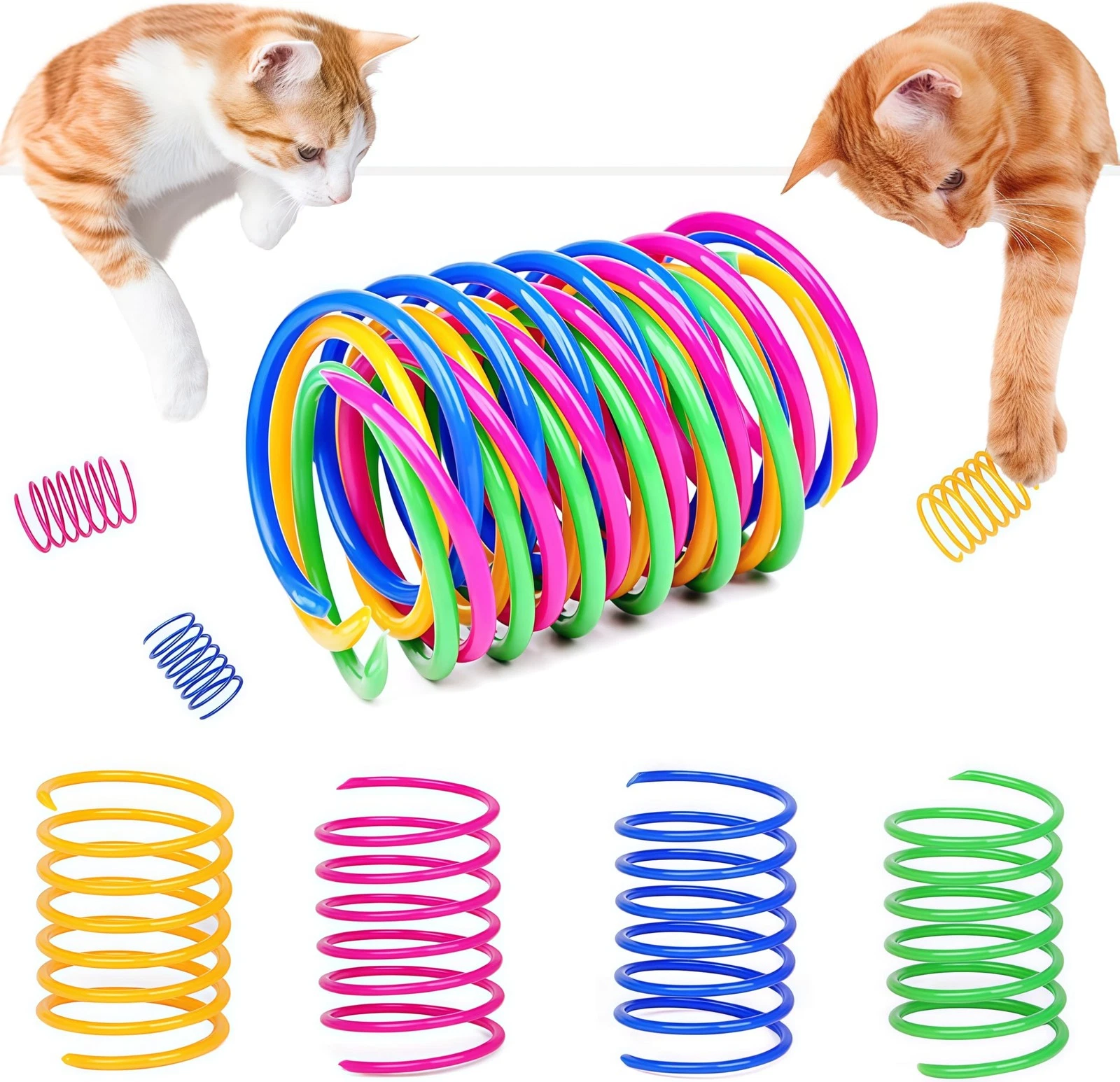 40 Pieces Cat Toys, Colorful Creative Plastic Coil Springs Spiral, Sp...