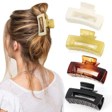 Hair Claw Clips for Thin Hair 3.1 Inches Acrylic Rectangular Hair Clips Tortoise