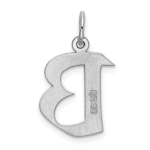 Sterling Silver 925 Artisan Block Letter B Initial Charm Pendant 0.83 Inch - Picture 3 of 3
