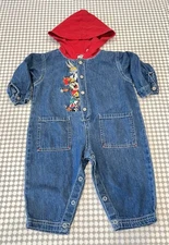 Vintage 90’s Warner Bros ACME Looney Tunes Embroidered Hooded Romper- Size 12 Mo