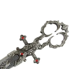 10.5" Renaissance Scissors Dagger Dark Silver Color Handle with Sheath