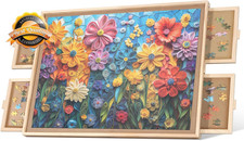 1000 Piece Rotating Puzzle Board 4 Drawers Wooden Jigsaw Puzzle Table