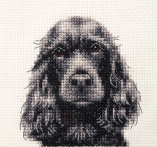 BLACK COCKER SPANIEL dog Full counted cross stitch kit all materials Fido
