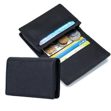 Mens Slim Front Pocket Wallet Genuine Leather Bifold ID/Credit Card Holder Purse