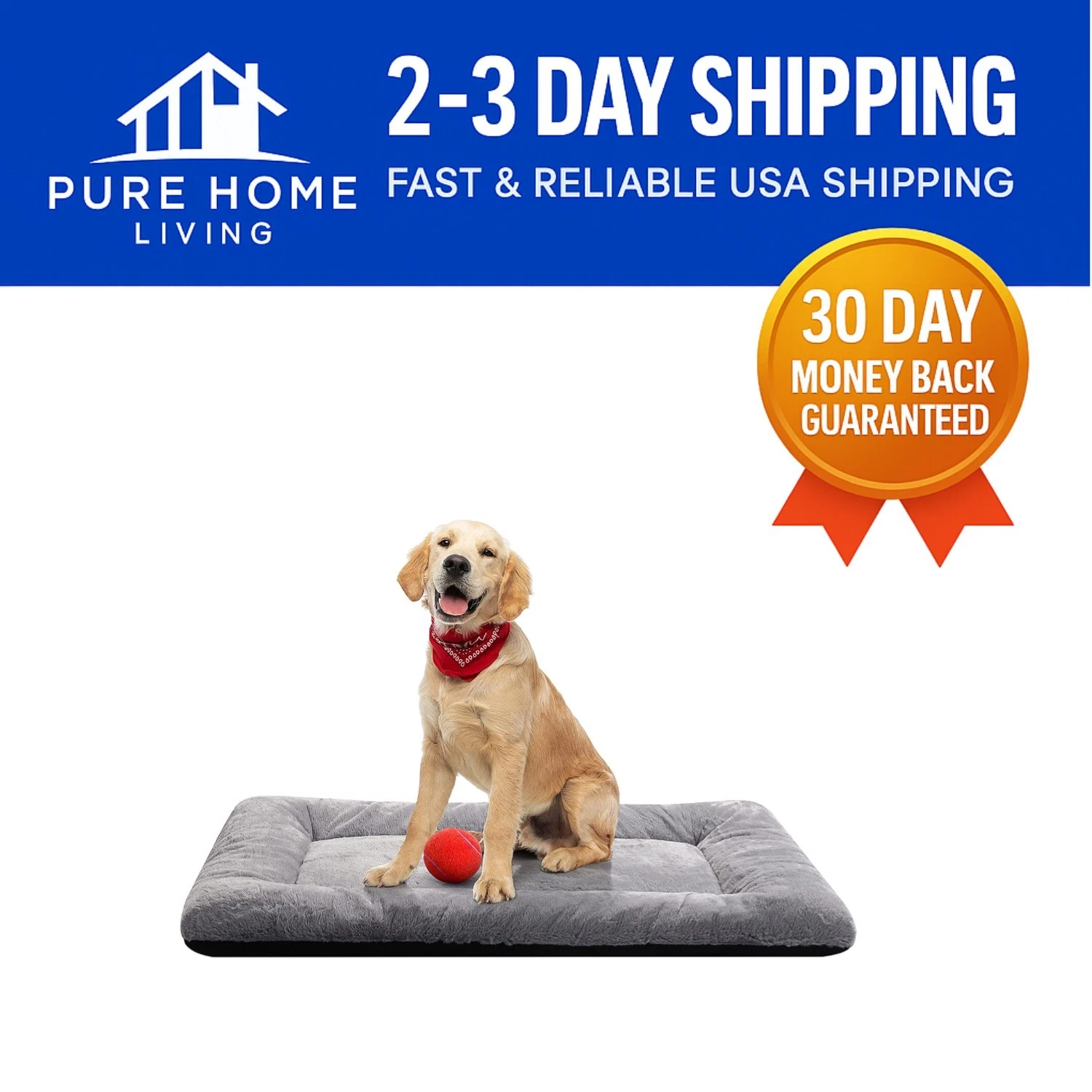 Comfortable & Easy-Clean 36"x23" Dog Crate Pad - Anti-Slip Faux Fur Mat for Pets