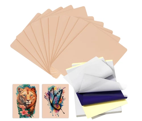 Kit de 35 hojas para práctica de tatuaje con piel sintética y papel de transfere - product listing photo