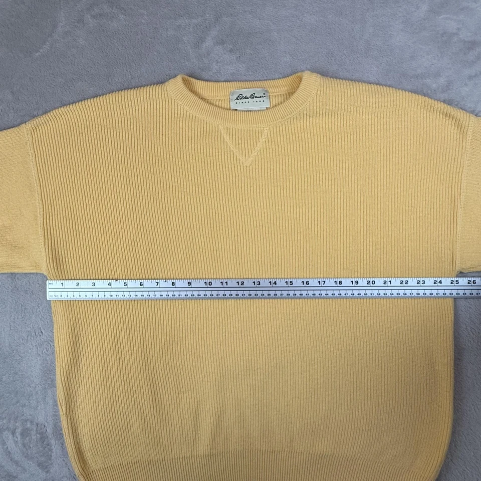 Suéter De Colección Eddie Bauer Para Hombres M Amarillo Algodón Acanalado Cuello Redondo EE. UU. Años 90 Pullover Foto 4 de 4