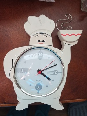 Vintage Country Breeze Chef 10''  Kitchen Wall Clock 1 AA Battery Operated Works