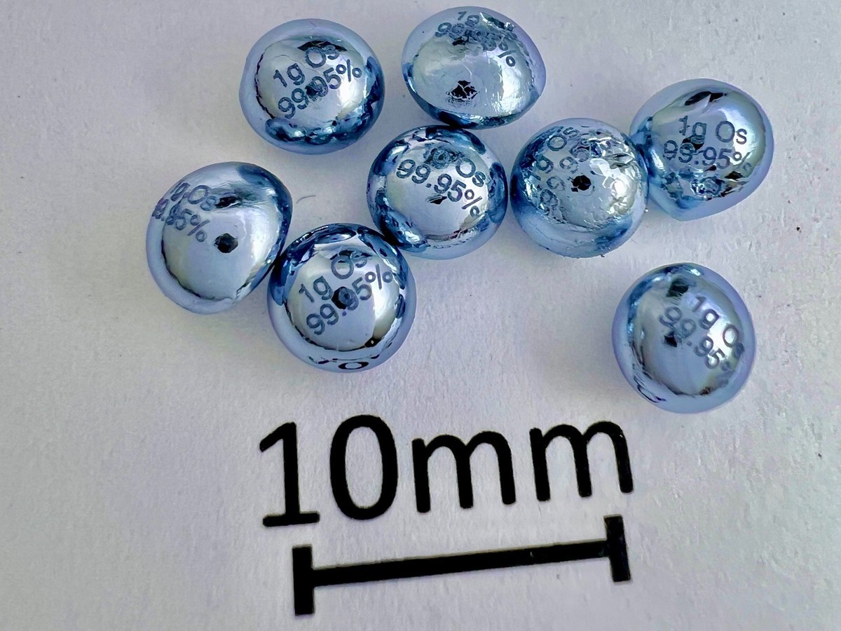 Osmium 1 gram engraved pellet, 99.95%, electric-arc molten