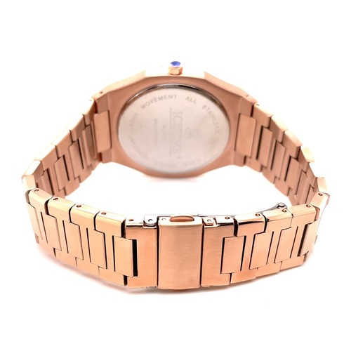 Reloj de acero IceTime ALPHA Rose 42 mm para hombre oro rosa helado diamantes de 0,10 quilates - Imagen 4 de 6