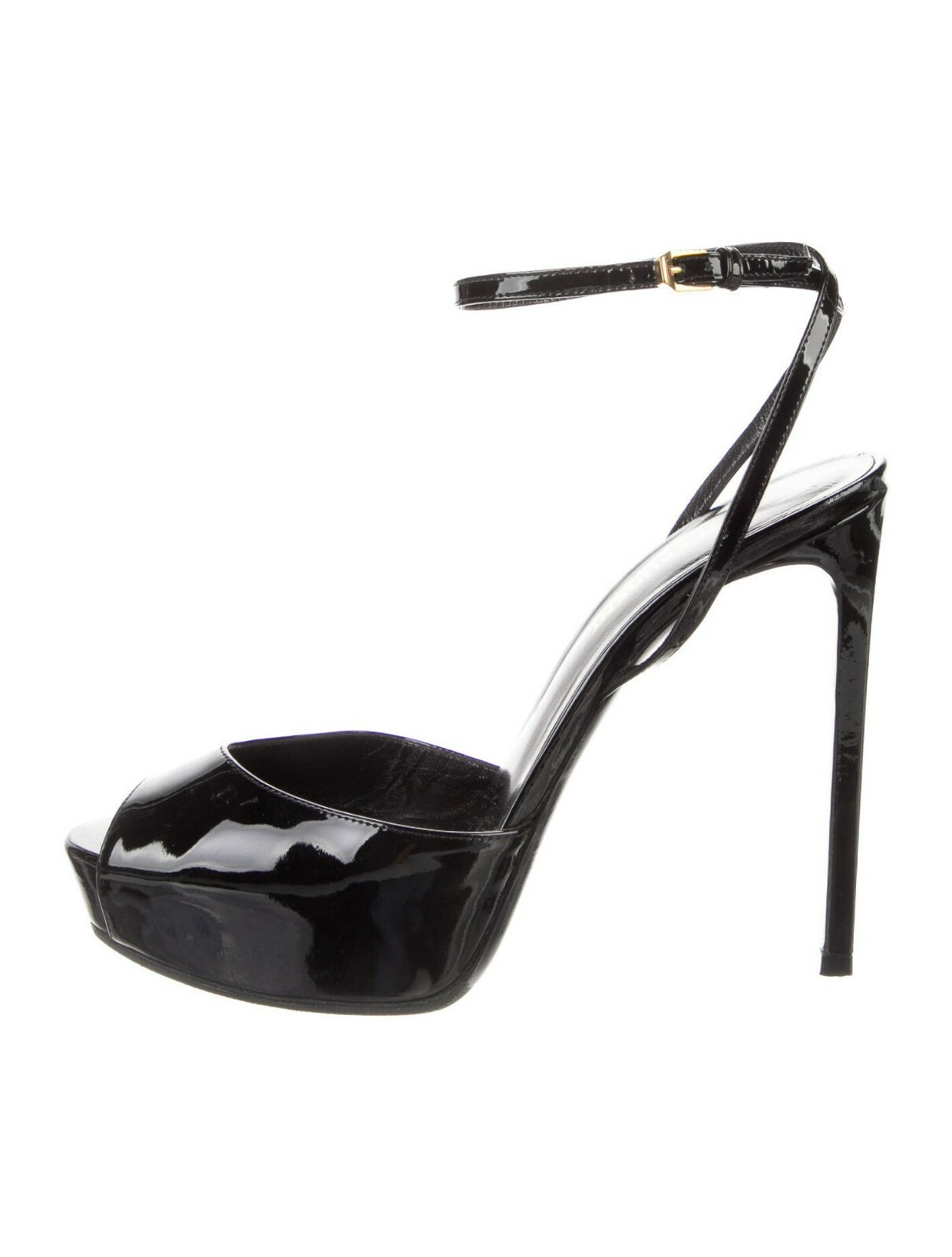 Sandali Yves Saint Laurent in pelle verniciata nera taglia 8 5 ottime condizioni usati