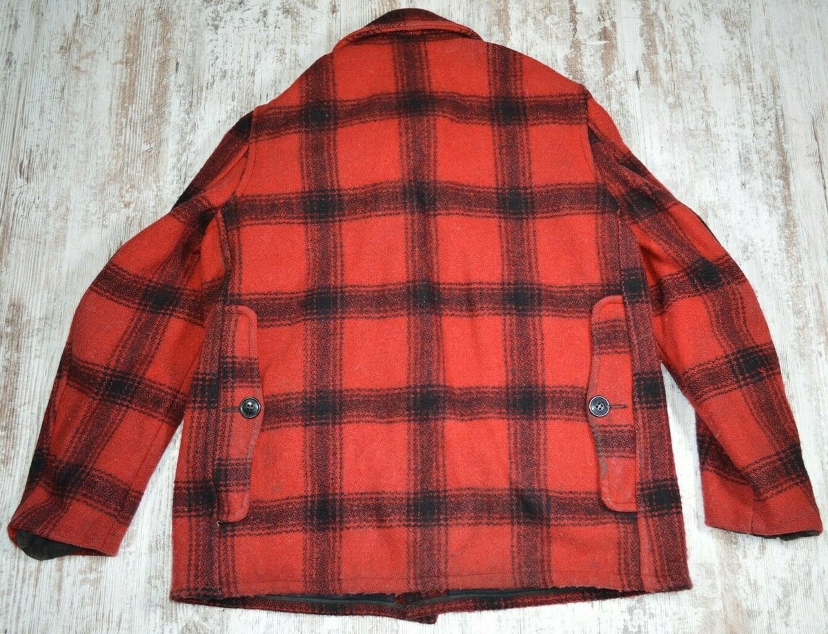 Vintage Wool Hunting Jacket Large VTG 50s Buffalo Plaid 7