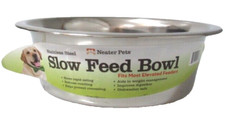 DOG SLOW FEED Bowl Dish Stainless Steel Digestive Control Bloat Reduce 8" NEW