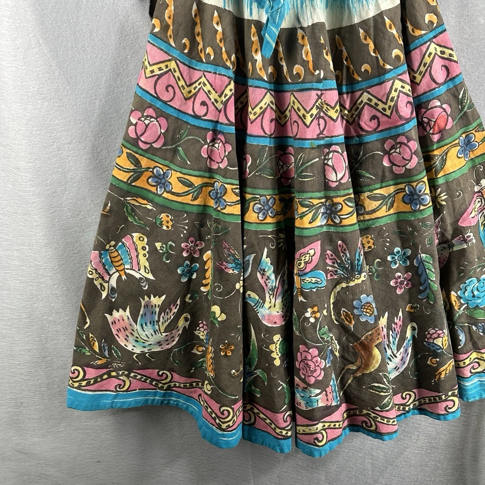 Falda Rojas Vintage Años 50/50 Animales Florales Pequeña Pintada a Mano Cottagecore LEER Foto 3 de 4