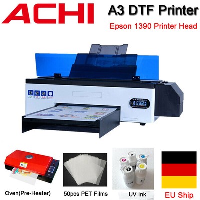 A3 DTF Printer UV Printer For T-shirt Direct To Film Epson 1390 Head Flatbed EU