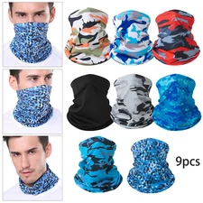 9 PCS Unisex Face Mask Neck Gaiter UV Scarf Bandana Balaclava for Cycling Hiking