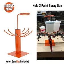 3 Gravity Feed Paint Spray Gun Stand w Strainer Holder Bench Mount for BodyShop