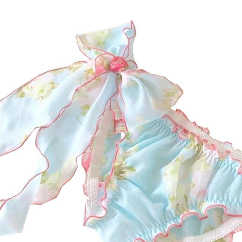 Chiffon Blumenmuster Unterwäsche Höschen Slip Lingerie Schnürer Rüschen Sexy - Bild 1 von 4