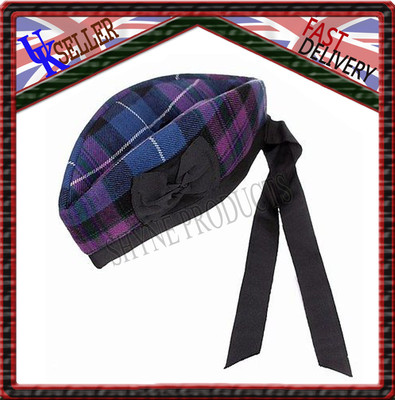 PRIDE OF SCOTLAND TARTAN 100 % WOLLE GLENGARRY HUT SCHOTTISCHE HIGHLAND WEAR 