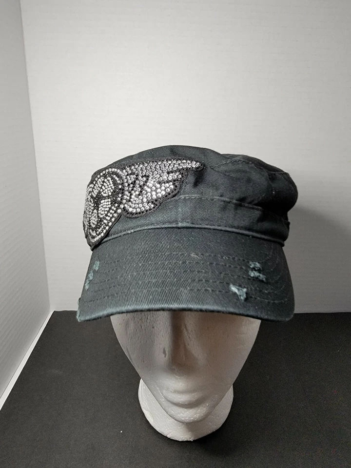 Boné de futebol estilo cadete Bling Olive & Pique preto strass - Imagem 3 de 4