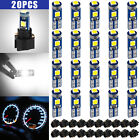 20x T5 74 17 37 3Smd Led Instrument Panel Dash Gauge Light Bulbs w/ Socket White