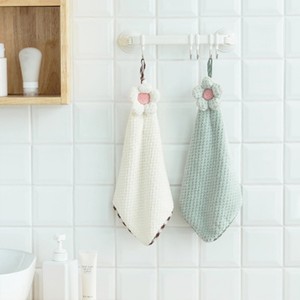 Useful Sunflower Coral Velvet Hanging Hand Towel Bathroom Towel