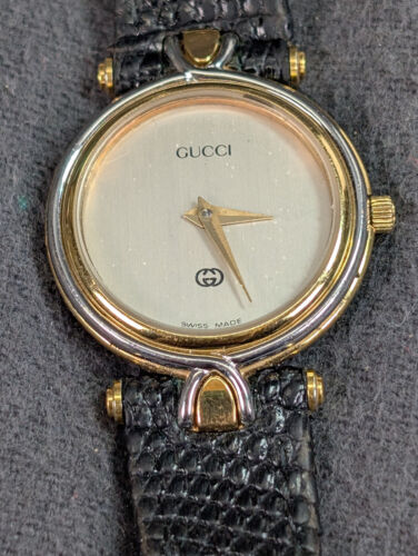 Gucci Watch 4500L 24mm Women's Gold X Silver Black Band - Picture 2 of 9