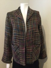 NWT Women s Coldwater Creek Fall Boucle Woven Tweed Open Front Jacket Size PS