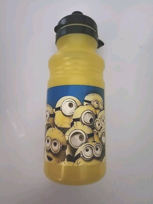 #ad Despicable Me Minions Yellow 18oz Plastic Water Bottle Pop Top Squeeze $3.51