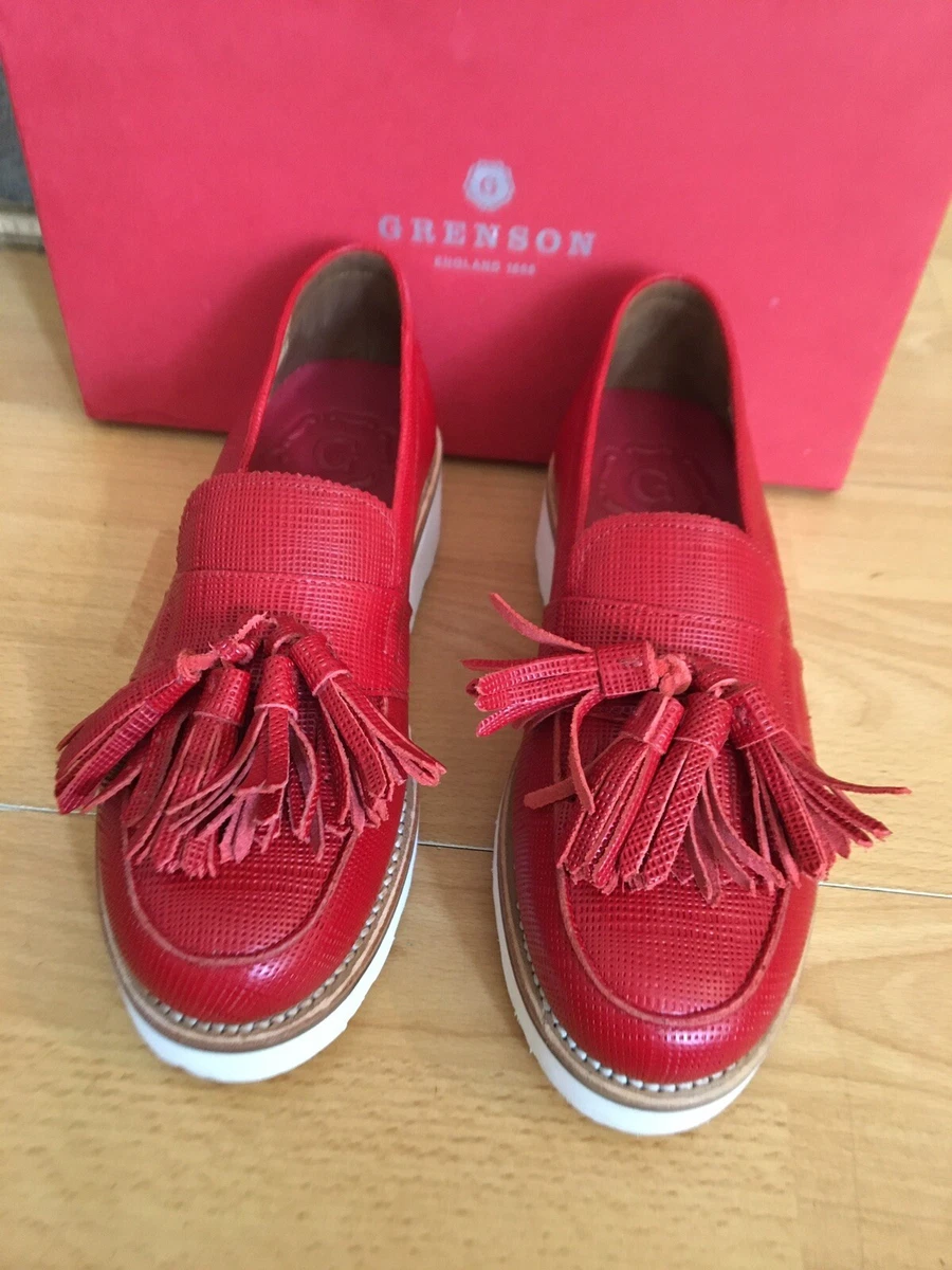 Grenson Clara Womens Red Leather Tassell Loafer Uk 5 RRP 250