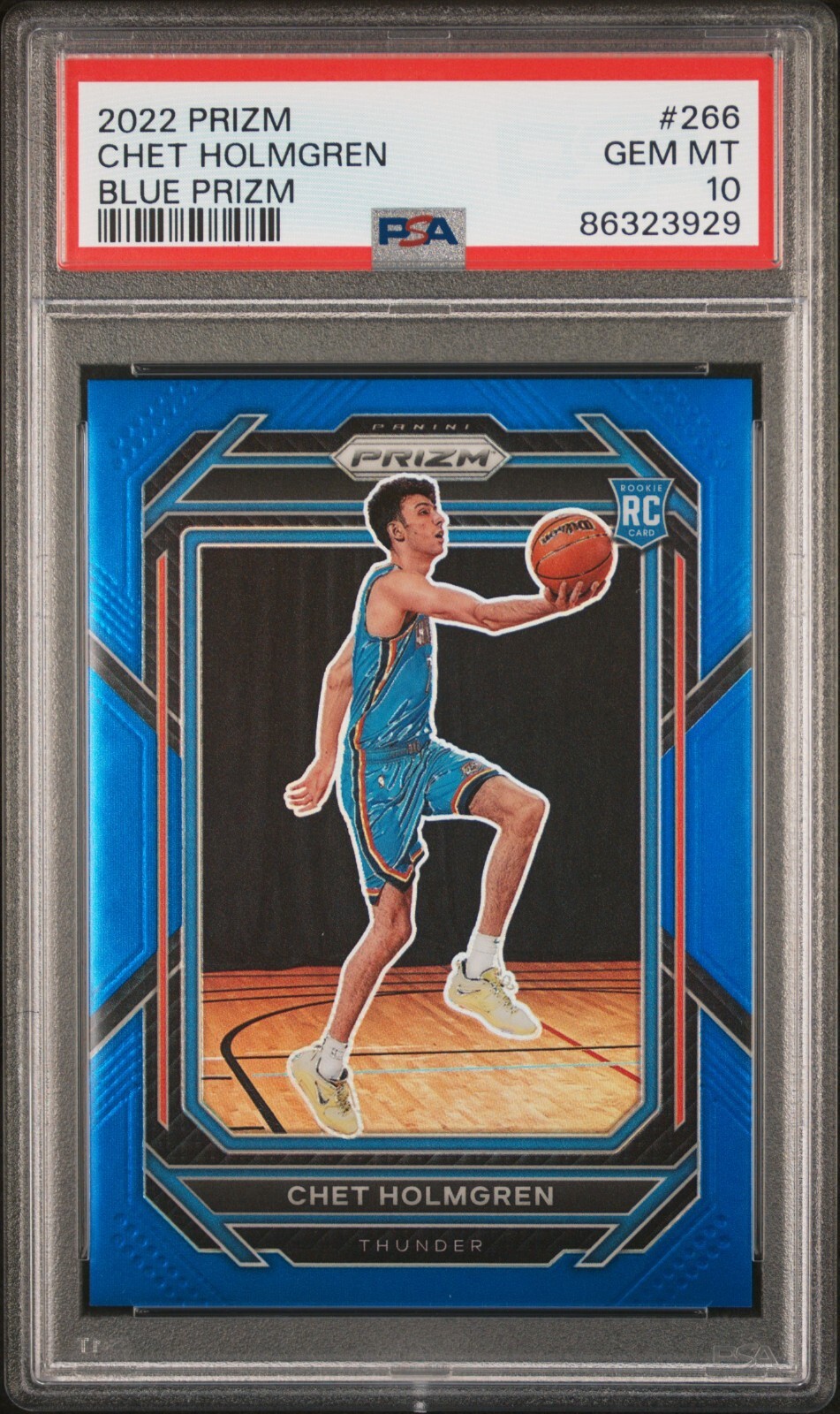 2022-23 Panini Prizm Chet Holmgren Blue Rookie RC #266 /199 PSA 10