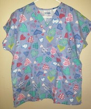 womens J I T SCRUBS TOP UNIFORM size small HEARTS MANY COLORS PRINTS NURSE WEAR