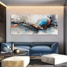 abstract hand-painted oil painting Home Decor For Living Room Red Black Gray