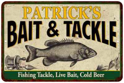 PATRICK'S Bait & Tackle Personalized Metal Sign Man Cave Gift 112180016045