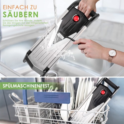 Edelstahl Küchenreibe Mandoline Gemüseschneider Gemüsehobel Profi Gemüse Reibe - Bild 9 von 16