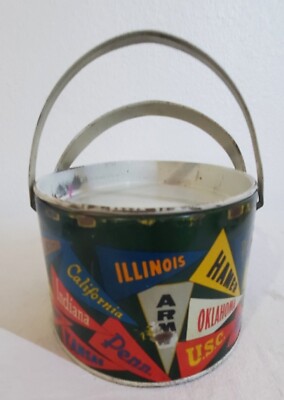 Vintage 1950s Ohio Art Lunch Box Litho Tin College Pennant Metal