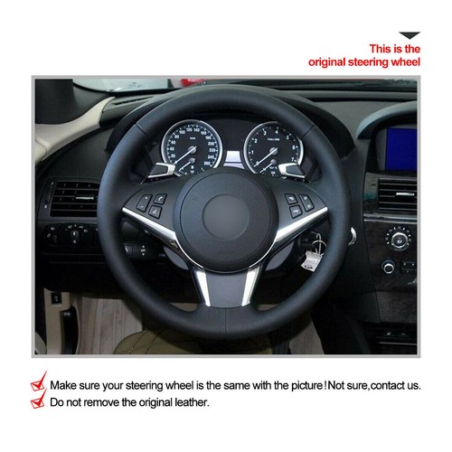 Non-slip Durable Black Suede Car Steering Wheel Cover For BMW 5 Series E60 E61 - Bild 2 von 9
