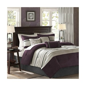 Madison Park Palmer 7 Piece Comforter Set Plum Full Pieced