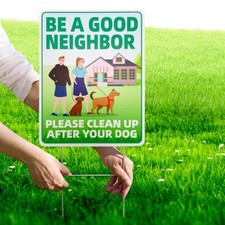 Clean Up After Your Dog Sign 12x9 No Pooping Yard Sign Be A Good Neighbor 2 Pack