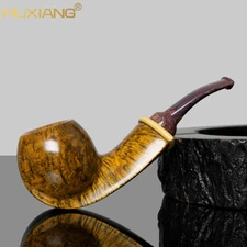 MUXIANG Handmade Wooden Freehand Pipe Briar Smooth Tobacco Pipe Cumberland Stem