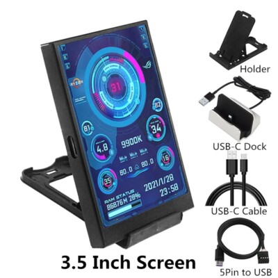 3.5/5/8.8'' IPS Type-C Mini Secondary Screen CPU GPU RAM HDD Monitor USB Display