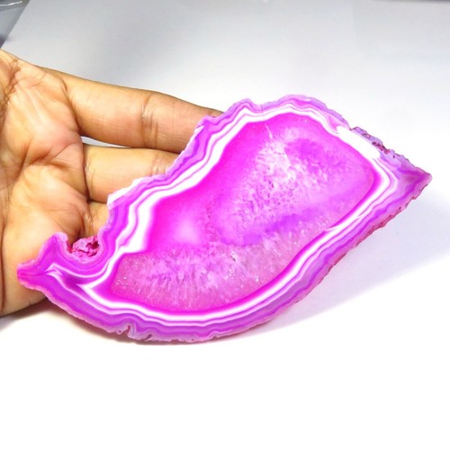 Pink Slice Agate Plain Cabs 127x60mm Natural Geode SLICE Gemstone 392Cts BS-1036 - Picture 8 of 11